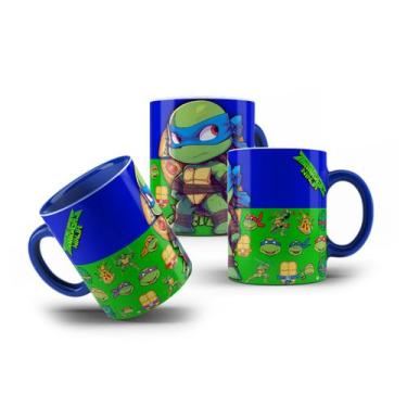 Imagem de Caneca de Porcelana As Tartarugas Ninja Azul Leonardo 325mL - VilelaGG