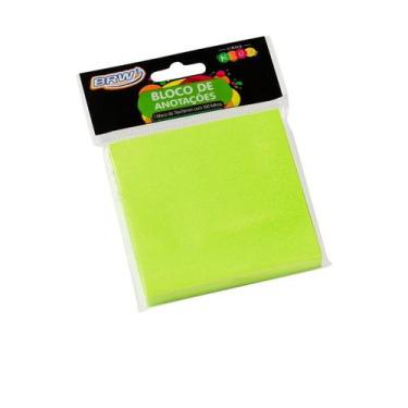 Imagem de Bloco Adesivo de Anotações BRW Neon 76X76mm 100 Folhas, VERDE