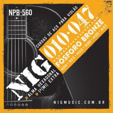 Imagem de Cordas Para Violão Aço Fosforo Bronze 010 - NIG