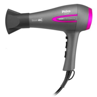 Imagem de Secador de Cabelos Philco 2100W Íons Tourmaline PSA3300, Cinza e Rosa,