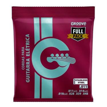 Imagem de Kit 3 Encordoamento Guitarra 011 Groove Full Pack Stainless Steel GFP2