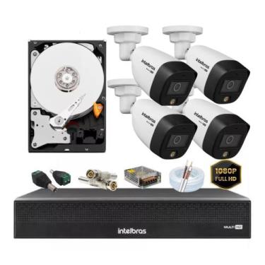 Imagem de Kit Intelbras 4 Full Color 1220 Dvr 4c 3004c Hd Instalado
