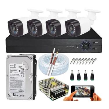 Imagem de Kit Cftv Vigilância 4 Câmeras Infra Ahd Dvr P2p + Hd 500 Gb - Protec