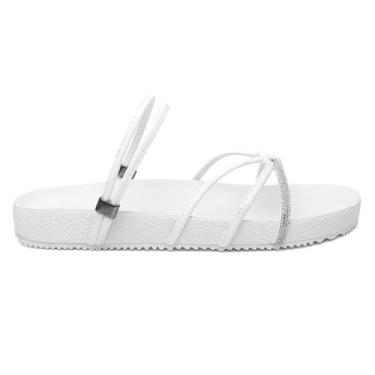 Imagem de Sandália Feminina Papete Rasteirinha Chinelo Slide Com Strass Tamanho 