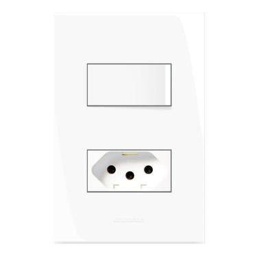 Imagem de Conjunto 1 Interruptor Simples + 1 Tomada 2P+T 20A 250V~ com Placa 4x2 Inova Pro Alumbra Branco