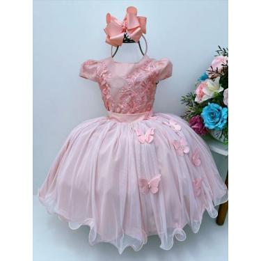 Imagem de Vestido infantil rosé renda aplique borboletas princesa - vila lele, 1