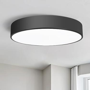 Imagem de POLITAMP Luminária de teto redonda de 40,6 cm, luminária de teto moderna de 3 luzes contemporânea com acabamento dourado de latão para corredor, cozinha, lavanderia, quarto, hall de entrada, armário