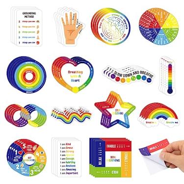 Imagem de Tenceur 60 adesivos sensoriais de ansiedade com citações inspiradoras para alívio da atenção plena adesivos calmos itens sensoriais antiestresse suprimentos de conselheiro escolar tiras texturizadas para adultos e adolescentes