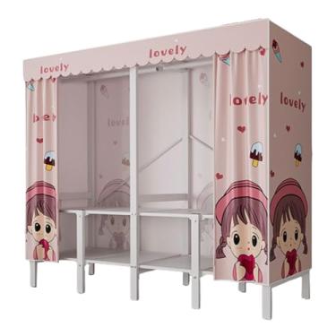 Imagem de Guarda-roupa Armário dobrável portátil para crianças, guarda-roupa com haste suspensa, empilhável, grosso, armário de armazenamento para casa, quarto armário