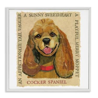 Imagem de Stupell Industries Design de arte de parede giclée emoldurado com frases divertidas de Cocker Spaniel por Sangita Bachelet, moldura branca, 61 x 61 cm