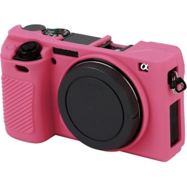 Imagem de Capa para câmera Sony Alpha A6100 A6300 A6400, capa protetora de silicone macio, capa de borracha para Sony Alpha A6100 A6300 A6400 ILCE-6100 ILCE-6300 ILCE-6400 Bolsa para câmera digital SLR rosa