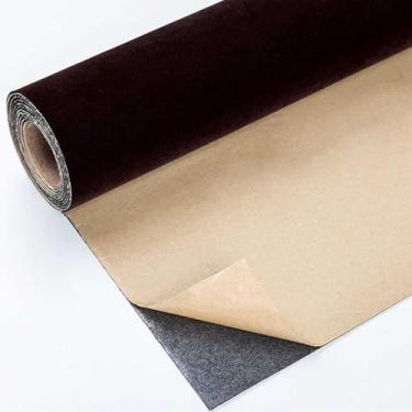 Imagem de Forro de veludo marrom autoadesivo, folhas de veludo de veludo, rolo de papel de rebanho de veludo, tecido macio para caixa de joias, forro de feltro, móveis, artes e artesanato faça você mesmo, 12 x