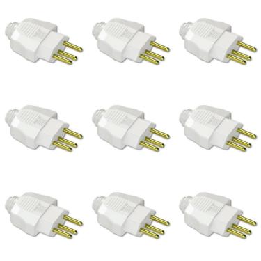Imagem de Kit Plugue Macho 2P+T 20A 250Vca Branco 50 peças