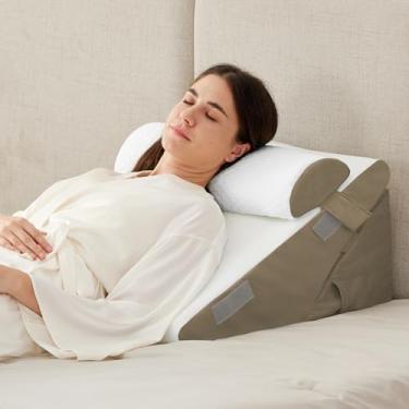 Imagem de Ruqmuis Conjunto de 3 almofadas de cunha para pós-cirurgia, almofada ajustável de 22 e 30 cm para dormir, almofada inclinada para cabeceira, pós-cirurgia, refluxo ácido, suporte de pescoço e costas