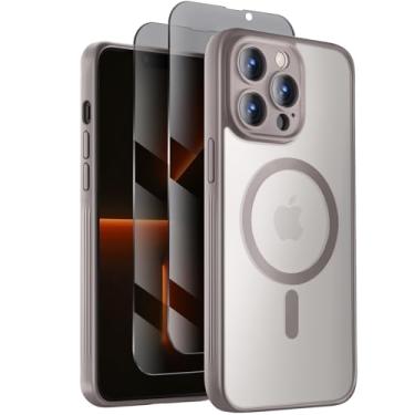 Imagem de Symcele Capa projetada para iPhone 13 Pro, compatível com MagSafe, com protetores de tela de privacidade X2, [proteção da câmera] [proteção contra quedas militares] capa de telefone à prova de choque,