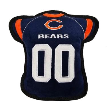 Imagem de O primeiro brinquedo de cachorro resistente mas suave NFL Chicago Bears Football Jersey Tough Pet Toy. Um brinquedo de cachorro de qualidade premium com Squeaker embutido. Brinquedo de mastigar