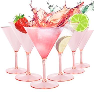 Imagem de Liacere Conjunto de copos de martini de plástico rosa de 170 a 325 ml, copos de coquetel de martini com haste - copos de coquetel reutilizáveis para bar, margarita, uísque, gin, tequila, livre de BPA,