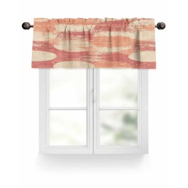 Imagem de Cortina sanfonada de cozinha vermelha e bege para janelas, pintura a óleo, abstrata, moderna, textura, filtragem de luz, bolso para varão, tratamento de janela, sanefa para sala de estar, quarto,