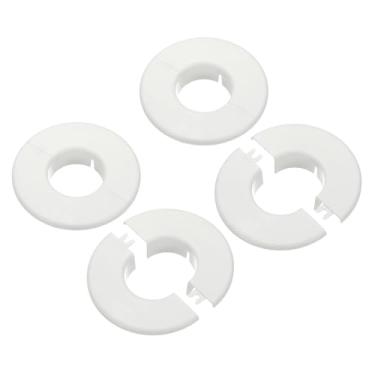 Imagem de PATIKIL Flange dividida na parede 2,1" (53 mm), 4 peças redondas destacáveis placa escudo fivelas tampa de tubo de água para cozinha banheiro ar condicionado braço tubo torneira decoração, branco