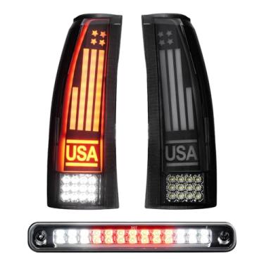 Imagem de Tresound Luzes traseiras de LED + terceiro terço lâmpada de carga de freio para 94-98 Silverado 88-00 Chevy GMC C/K C1500 C2500 C3500 K1500 K2500 K3500, 92-94 Conjunto de lanterna traseira blazer