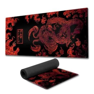 Imagem de Mouse Pad Gamer Dragão Chinês Premium fundo de borracha 90x40cm 900x400 80x30cm 800x300 speed gamer mousepad 90x40 (Red, 80x30cm)