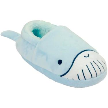 Imagem de Pantufa Infantil Antiderrapante Menino Baleia Azul Pimpolho