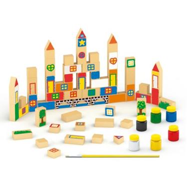 Imagem de Junges - Construtor Colorir e Brincar - Em Madeira (MDF) com tinta guache e pincel