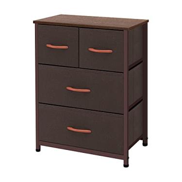 Imagem de AZL1 Life Concept Organizador de móveis de cômoda - Grande baú para quarto, escritório, entrada, sala de estar e armário - 4 gavetas de tecido removíveis, café