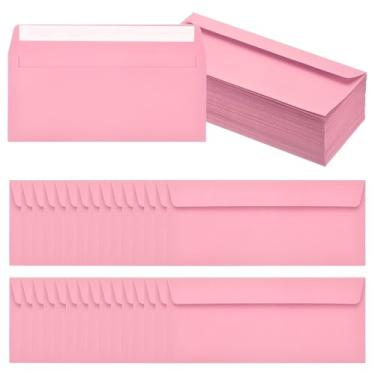 Imagem de PATIKIL Pacote com 100 envelopes de negócios rosa nº 10, envelopes coloridos autoselados tamanho carta para convites de escritório de correspondência, 10 x 23 cm