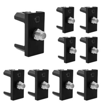 Imagem de Kit 9 Tomadas Antena Tv - Conector F Pial Plus+ Preto 615030pt