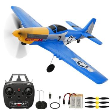 Imagem de P51D RC Plane 4CH 2.4GHz RTF Remote Control Airplane P-51 Mustang Fighter Glider Aircraft Ready to Fly Radio Controlled Drone Hobby Plane with 6-Gyro Xpilot Stabilization System for Beginners Trainer