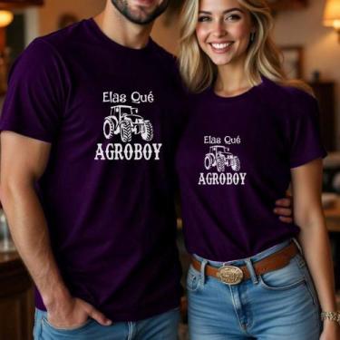 Imagem de Camiseta Unissex Casal Estampa Elas Qué Agroboy Meme Engraçado Relacio