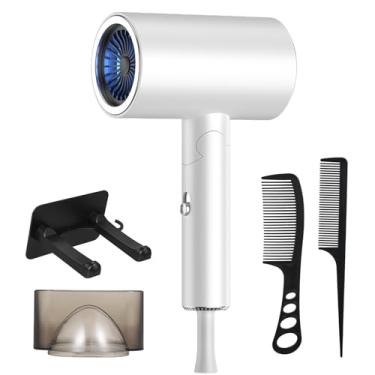 Imagem de CIADAZ Secador de cabelo dobrável portátil 1900W Secadores de cabelo de secagem rápida Vento quente e frio Ferramenta de modelagem de cabelo com pente de suporte concentrador para uso em viagens domés