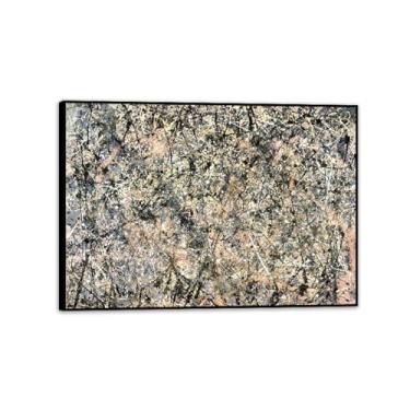Imagem de Giclee Impressão em tela arte de parede Jackson Pollok número 1 1950 pinturas abstratas para decoração de sala de estar casa 55 x 40 cm (22 x 16 pol) moldura preta