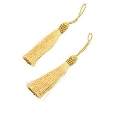 Imagem de 20 borlas de marcador de livro de fio sedoso de 15,5 cm com laço de cordão de 5,5 cm e pequeno nó chinês para fazer joias, lembrança, marcadores, acessório de artesanato DIY (champanhe)