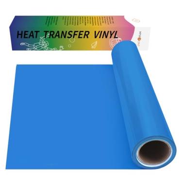 Imagem de HTVRONT Rolos de vinil de transferência de calor azul lago HTV - 30,5 cm x 4,5 m Lago azul ferro em vinil para todas as máquinas de corte, vinil HTV azul lago para camisas - Fácil de cortar e remover