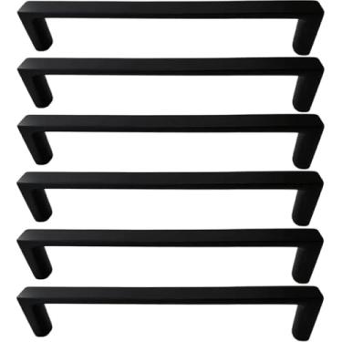 Imagem de Kit 6 Puxadores Oeiras 13,5cm Preto Fosco Torralba Gavetas Roupeiros Armários Cozinha