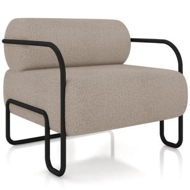 Imagem de Poltrona Decorativa Pés Industrial Moscou K01 Bouclê Bege - Lyam Decor
