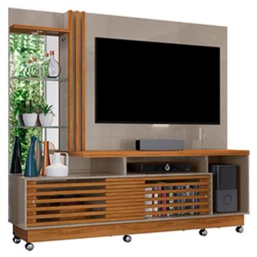 Imagem de Estante Home Theater Frizz Plus Com Rodízios Fendi Naturale - Madetec