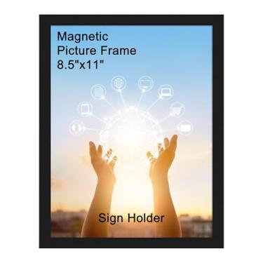 Imagem de Hoikwo 1 pacote com molduras magnéticas adesivas pretas de 21 x 28 cm para porta-documentos para porta de vidro de geladeira