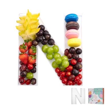 Imagem de Bandeja de charcutaria de acrílico com letras e números de 28 cm – Caixa de alfabeto reutilizável preenchível para doces, lanches, cupcakes – Travessa de servir para aniversário, casamento, festa de