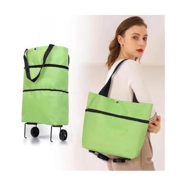 Imagem de Bolsa de compras dobrável com rodas para feira