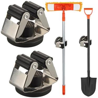 Imagem de MUTUACTOR Suporte Magnético Para Vassoura Serviço Pesado, Ferramenta Antiderrapante Pendurar E Esfregar, Universal Armazenamento Com Clipes De Rotação 360 Graus, Organizador Garagem, Porão Cozinha