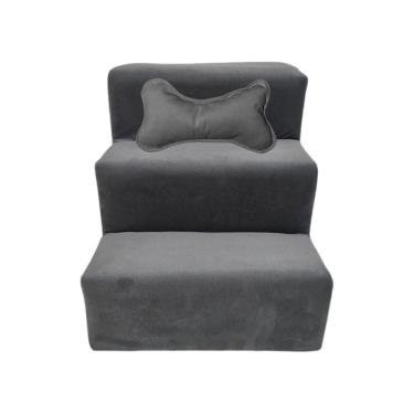 Imagem de Escada Para Pet 3 Degraus Veludo Cinza