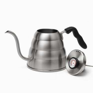 Imagem de Chaleira Bico de Ganso Inox 1,2L + Termômetro – Controle de Temperatura 10-100 °C para Café Coado, Chá, Slow Coffee e Cozinha para Casa ou Escritório