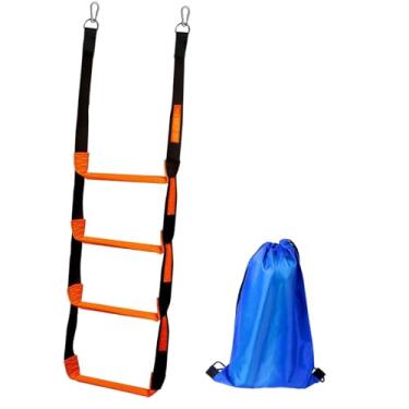 Imagem de Zxpjkyu Escada de Corda Portátil para Barco de Alta Resistência com Degraus de aço Inoxidável, Ideal para Caiaque, Canoa, Iate E Lancha, Adequada para Adultos, 4 Degraus 30x114cm