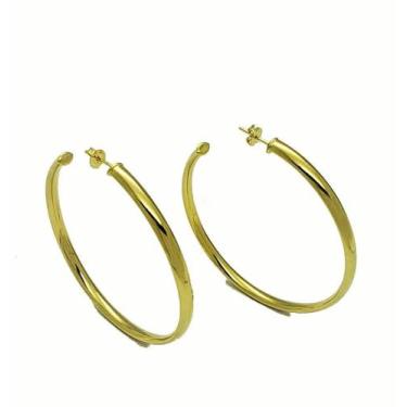Imagem de Brincos Argolas Lisas Banho Ouro 18k 4615 - Très Chic Joias, Dourado