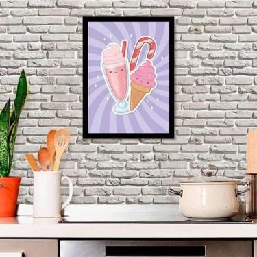 Imagem de Quadro Decorativo Ilustrativo Sorvete E Milk Shake - Quadros On-Line
