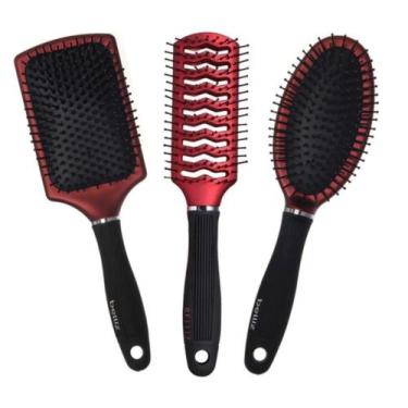 Imagem de Kit Escova Ionizada Reduz o Frizz Raquete Oval Vazada Belliz