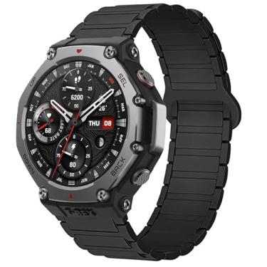 Imagem de Compatível com pulseiras Amazfit Active 2, Lamshaw Quick Release de 22 mm, pulseira magnética esportiva de silicone magnético de 20 mm, compatível com Amazfit T-Rex 3 de 48 mm, Balance, Cheetah Pro